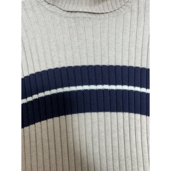 Old Navy Sz L Perfect Fit Ribbed Turtleneck Sweater Taupe Blue Classic - Picture 3 of 7